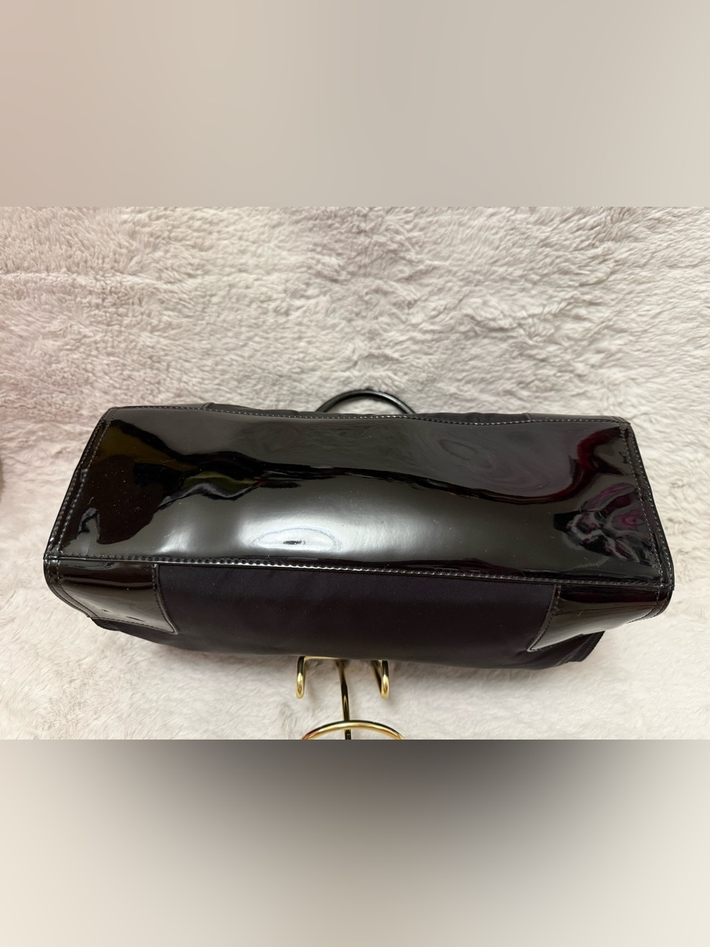 Tory Burch Black Nylon Tote with Patent Trim and Logo Detail - Picture 9 of 12